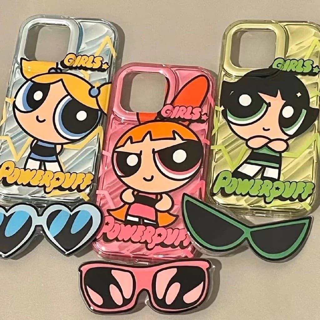 Powerpuff Girls Wave Stand Capa de telefone resistente à queda à prova de choque Cartoon Compatível iPhone 12 13 14 1615