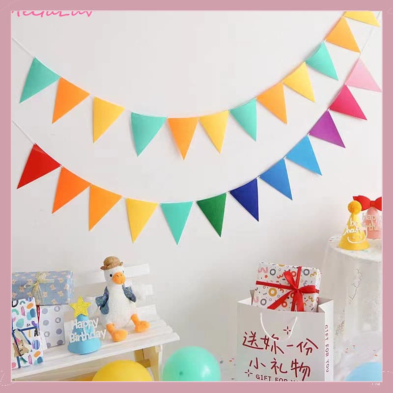 12 Bandeiras 2,5m INS De Feltro Arco-Íris Não Tecido Triângulo Banner Aniversário Bunting Pennant Baby Shower Casamento Garland Decoração Festa Suprimentos