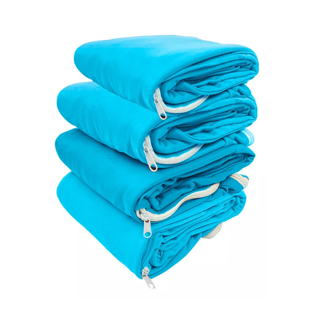 Kit 4 Capas Para Colchão de Solteiro 100% Poliéster Macia Confortável 1.88x0.88x0.20CM Cor Azul