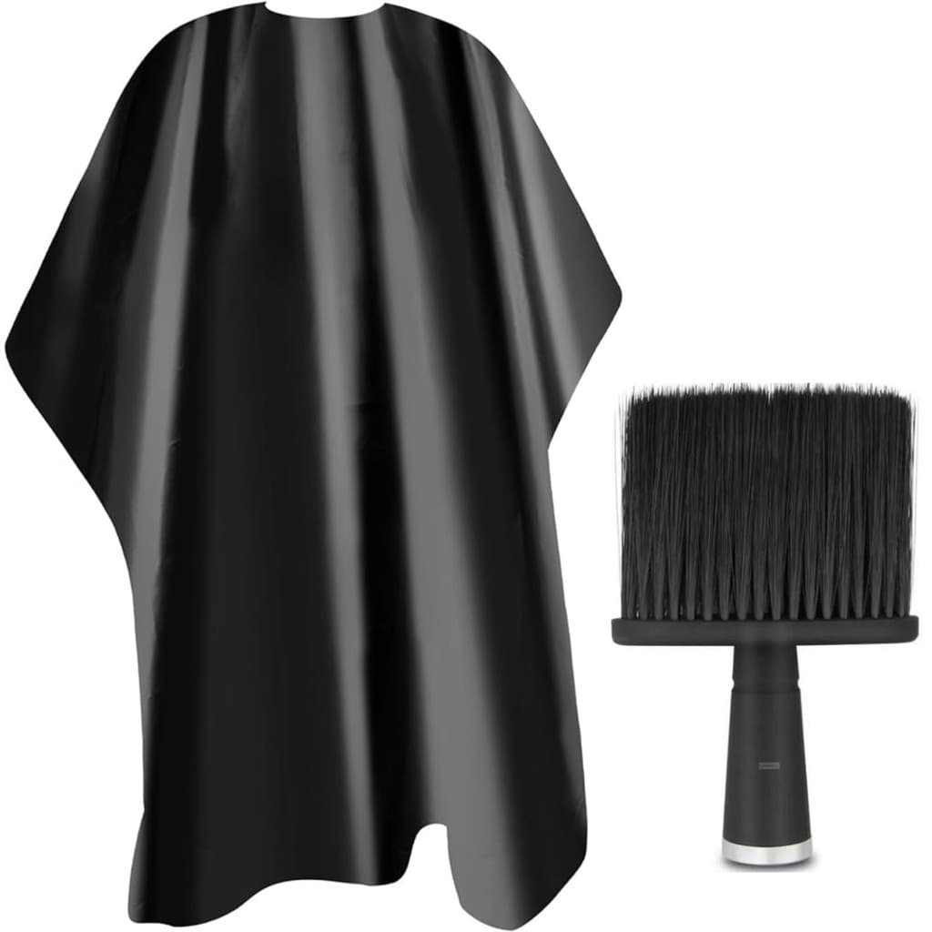 Kit Barbeiro Profissional Capa de Corte + Espanador de Pelos e Cabelos