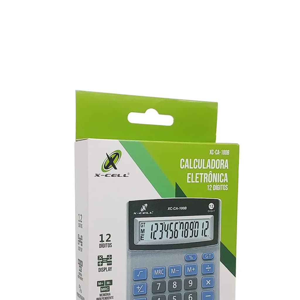 Calculadora Eletrônica X-cell, 12 Dígitos, Bateria Interna - XC-CA-100B 100% garantido