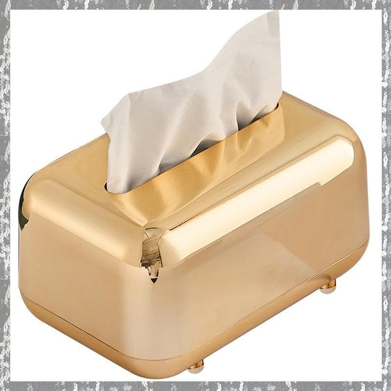 [T N Q R] Caixas De Lenços De Papel Dourado De Luxo De Guardanapo Organizador De Ornament Craft Desktop Fácil De Usar 18x12x11cm