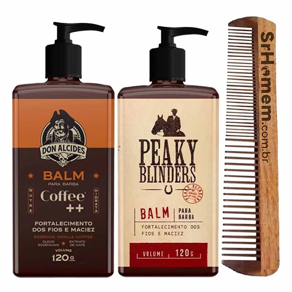 Kit 2x Balm Barba Coffee Peaky e Pente Duplo Don Alcides