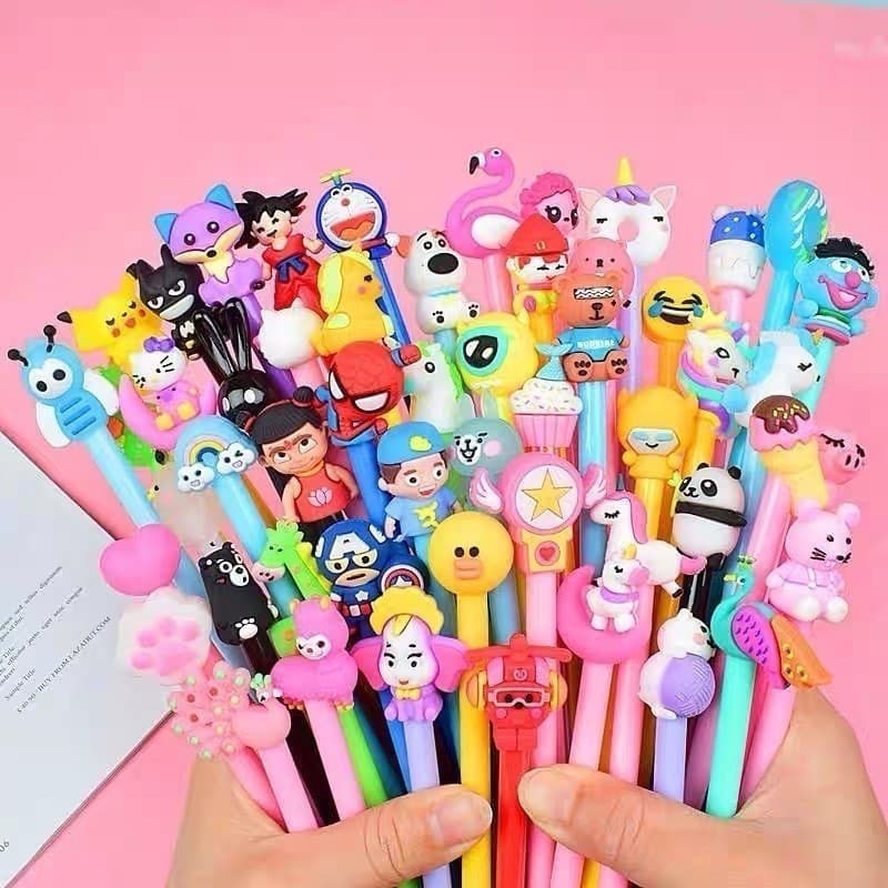 Kit 12 Caneta Gel 0.5mm Criativa com Desenho de Coração Bonito Infantil Kawaii