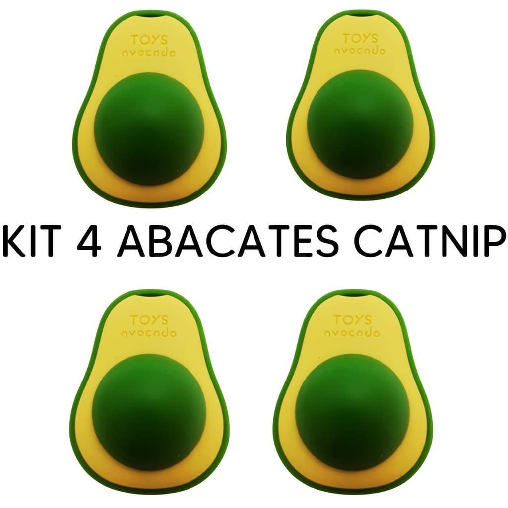 Brinquedo Interativo Kit 4 Abacate Catnip para Gato Pet Erva Divertida Cola na Parede