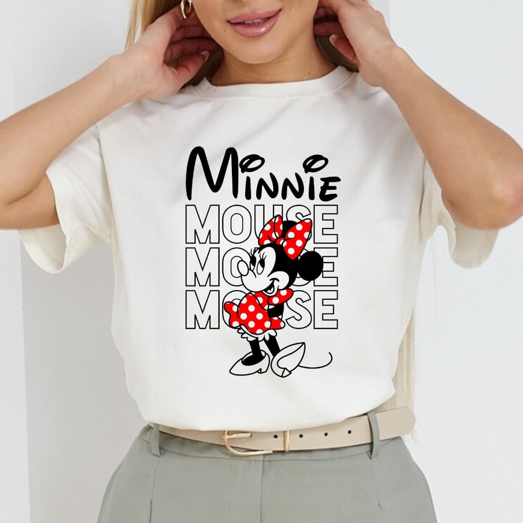 T-shirt Minnie Mouse Baby Look Feminino Cor Branca