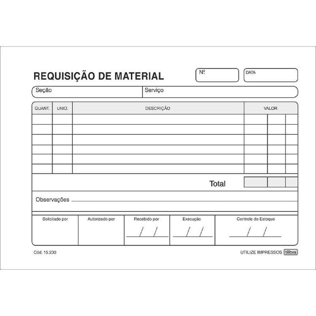 Bloco de Requisição de Material Tilibra Simplificado 50 Folhas