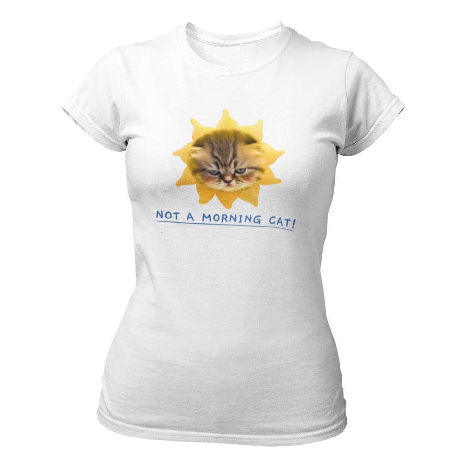 Camiseta Baby Look Fem Estampa Not A Morning Gato Felino