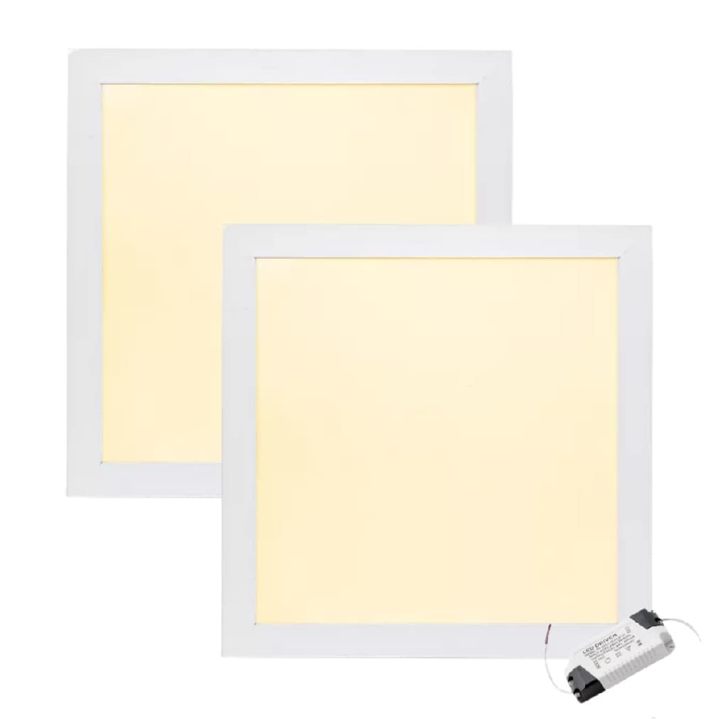 Kit 2 Painel Plafon Led 24w Embutir Quadrado Bivolt - Branco Quente 3000k