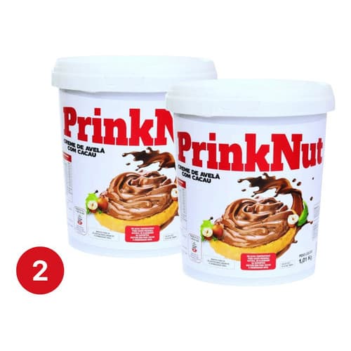 Kit 2 Potes Prinknut Creme De Avelã Recheio Balde 1kg Grande Profissional Comércio Recheio