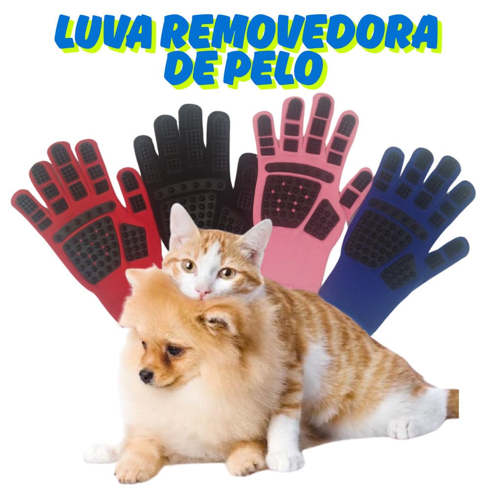 Luva Removedora de Pelos para Pets Cães e Gatos Casa Utilidades