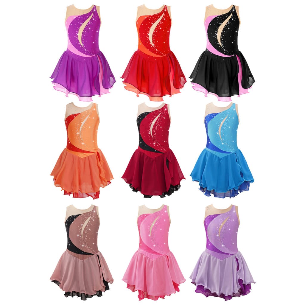 Aislor Crianças Meninas Sem Mangas Gola Redonda Brilhante Strass Decorado Estilo Retalhos Oco Volta Plissado Chiffon Pat