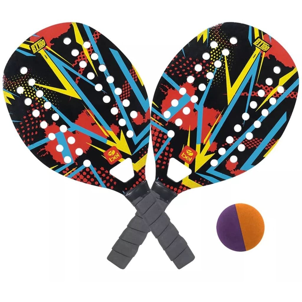 Raquete Beach Tennis Kit 2 Raquete 1 Bola Bel Leve Resistente