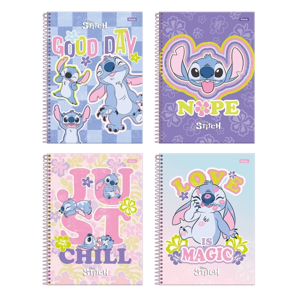 Caderno Universitário 1 Matéria Stitch 80 Folhas Foroni