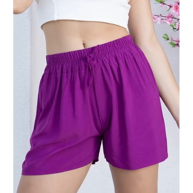 femenina praias Short Liso para modelo sem bolsos viscose