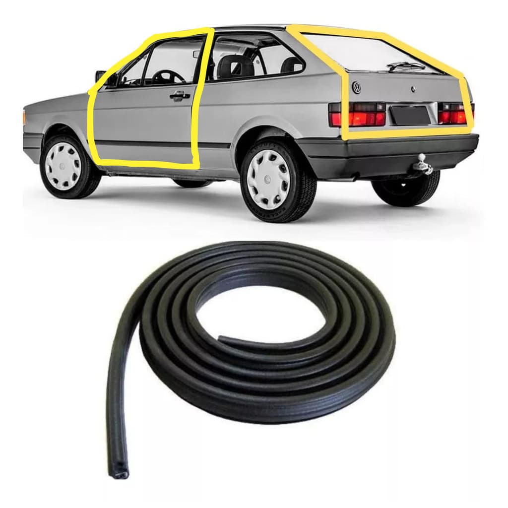 KIT Borrachas Vedação 2 Portas e 1 Porta Malas Gol Parati Voyage G1 Quadrado Gol GTS GTI Quadrado