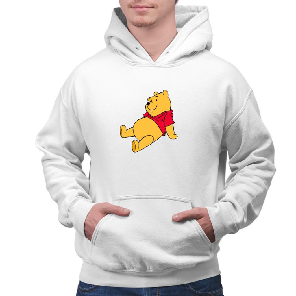 Moletom Ursinho Pooh Canguru Unissex Desenho Personalizado Com Capuz e Cordão Ajustável