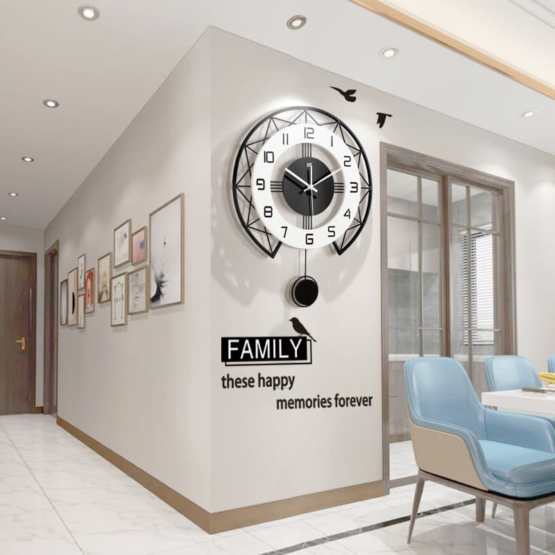 Relógio De Parede Nórdico Decoração De Sala De Estar , Relógio Pendulum Moderno Silencioso Quarto De Jantar