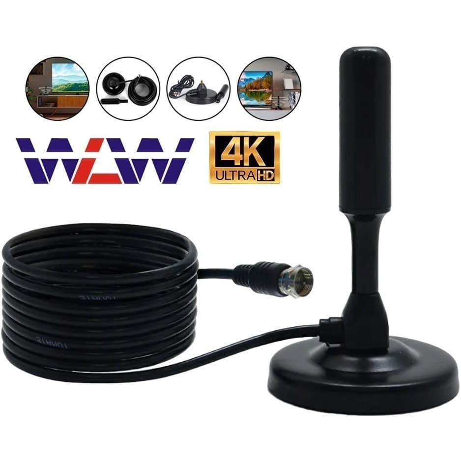 Antena Digital Televisão Hd tv Interna Fio 4,3 metros Base Imã Uhf  4k uhd