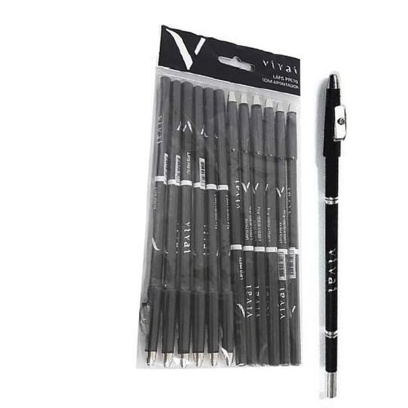 Kit 12 Lápis Vivai Olho Preto Apontador 2034.1.3 Revenda Atacado Macio