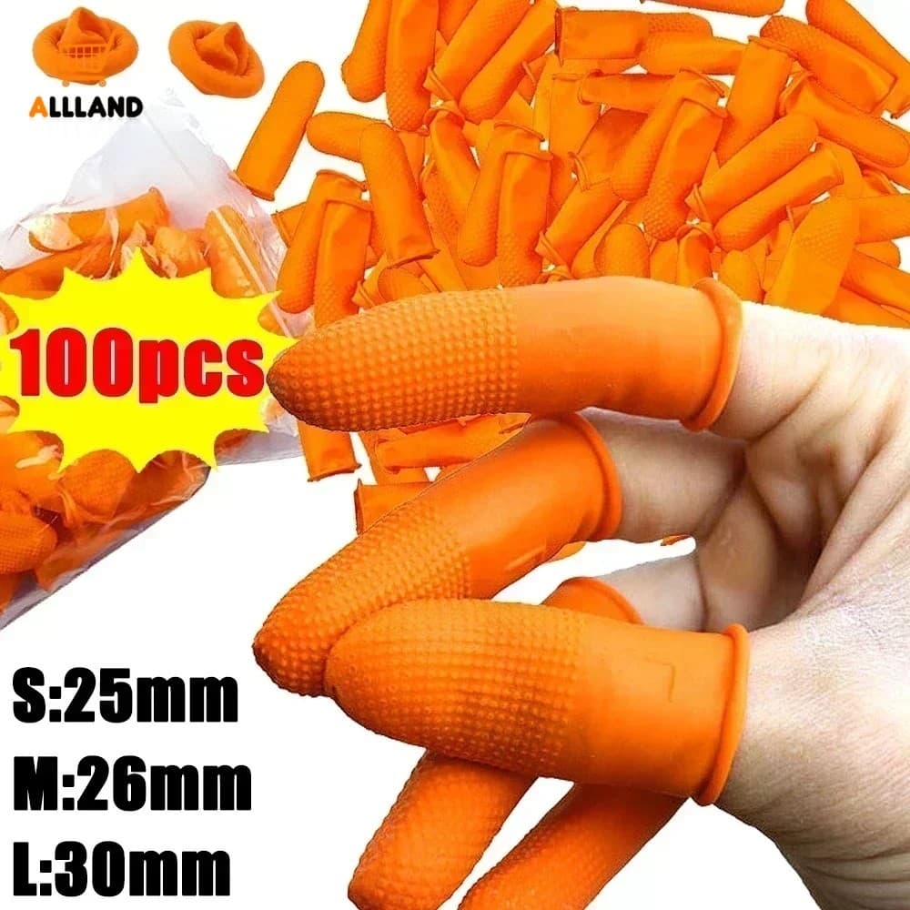 30/50/100Pcs Algodão Para Dedos Laranja Antiderrapante-Revestimentos De Látex Anti-Estático-Luvas Protetoras Descartáveis A Indústria De
