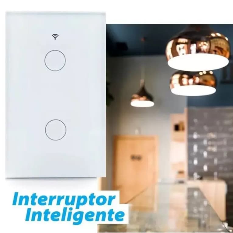 Novo Interruptor Inteligente WiFi Touch 2 Botões Compatível Alexa e Google