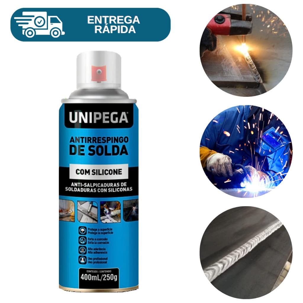 Antirrespingo De Solda Com Silicone 400ml Spray Anti Corrosão Unipega Profissional Proteção Soldagem