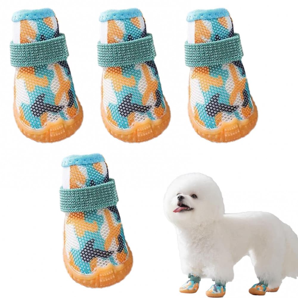 Sapatos Para Cães 4PCS/Set De Estimação Botas Protetoras De Patas O Verão Pavimento Quente Confortáveis E Respiráveis Antiderrapantes Pequenos Médios