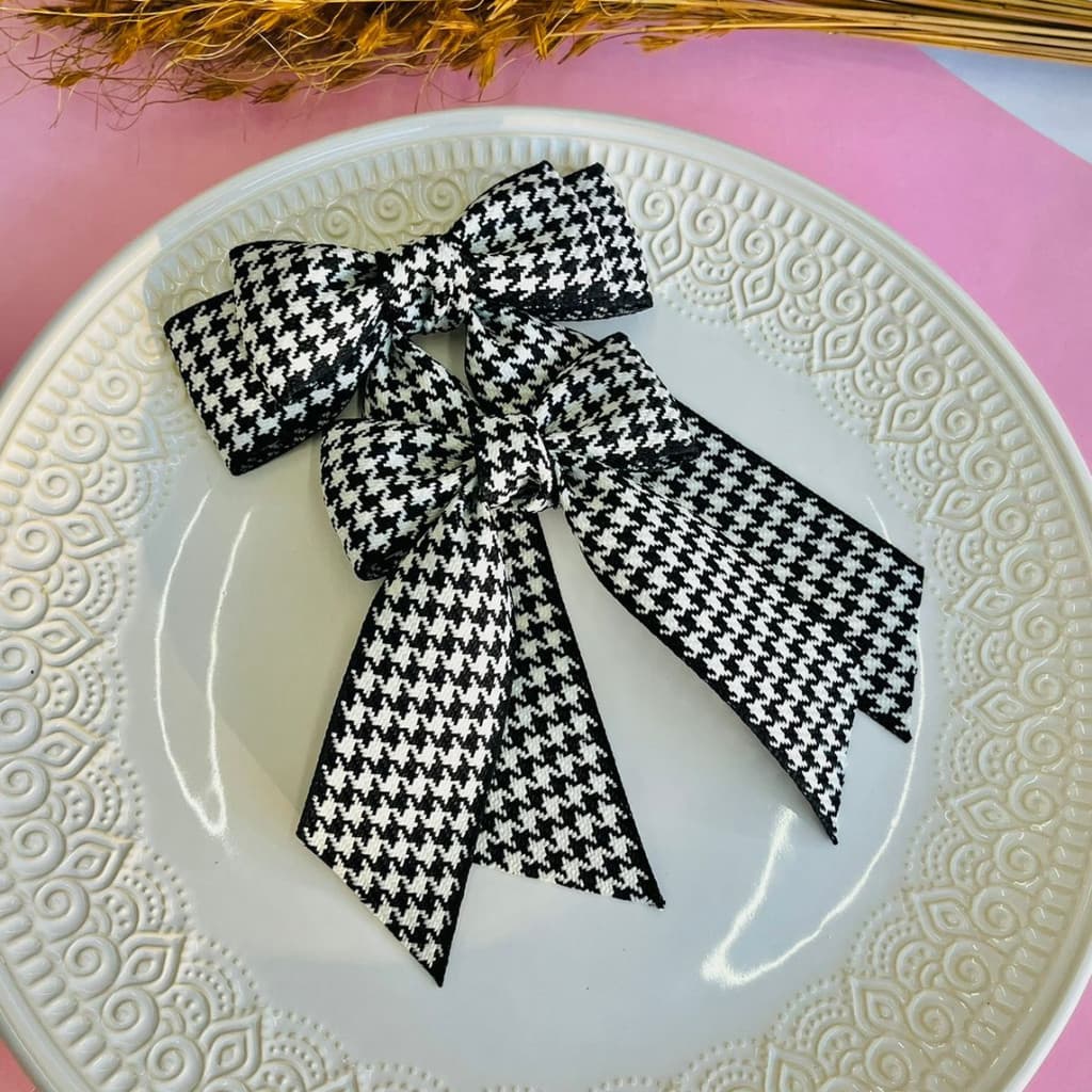 Kit 2 Laços / Laço mãe e filha /Laço com ponta/Laço da moda /Laço pied de poule /laço preto e branco