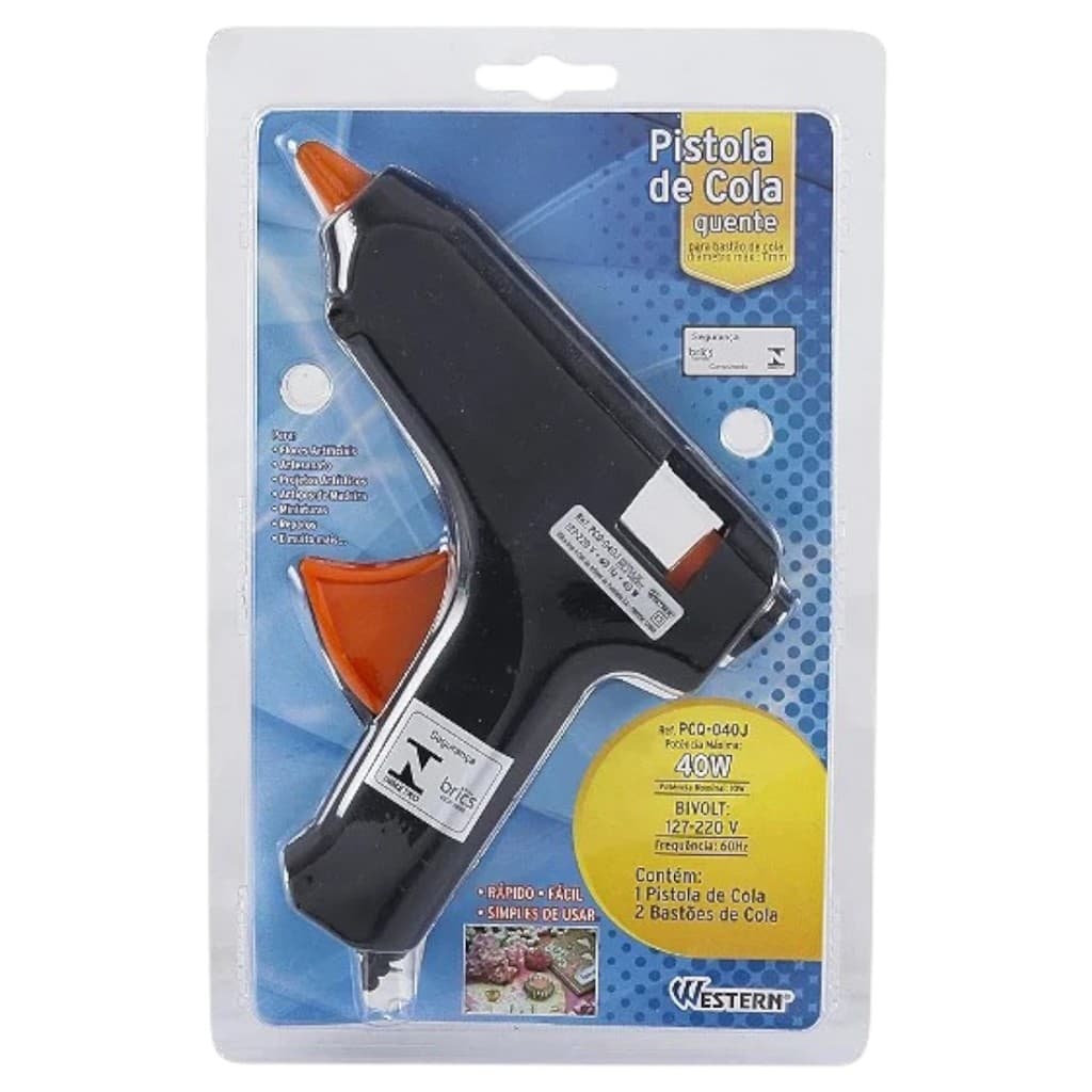 Pistola De Cola Quente Bivolt 40w + 2 Bastões De Cola Western