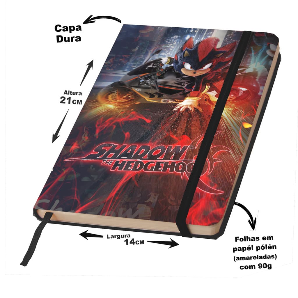 Caderno  SONIC E SHADOW SKETCHBOOK ou anotações  21X14cm