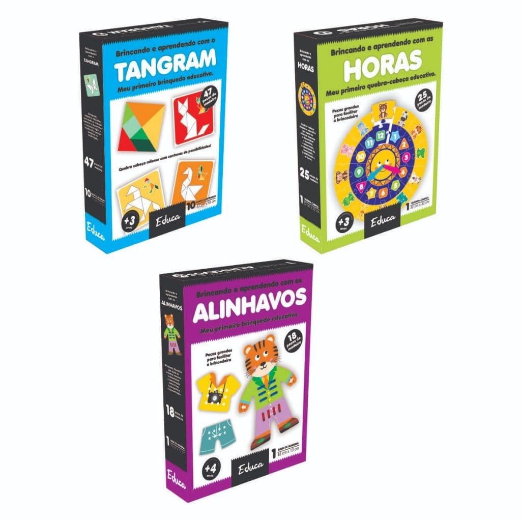 Alfabetização Brinquedos Kit 3 Educativos Pedagógicos madeira