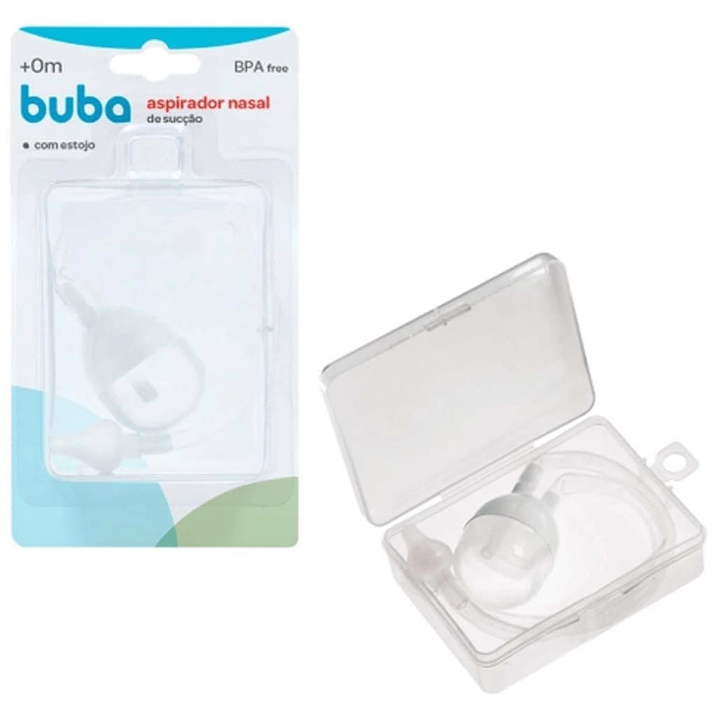 Aspirador Nasal de Sucção com Estojo Ponta de Silicone Alivio Nasal Sugador Catarro - Bebê - Infantil - Buba -Redondo