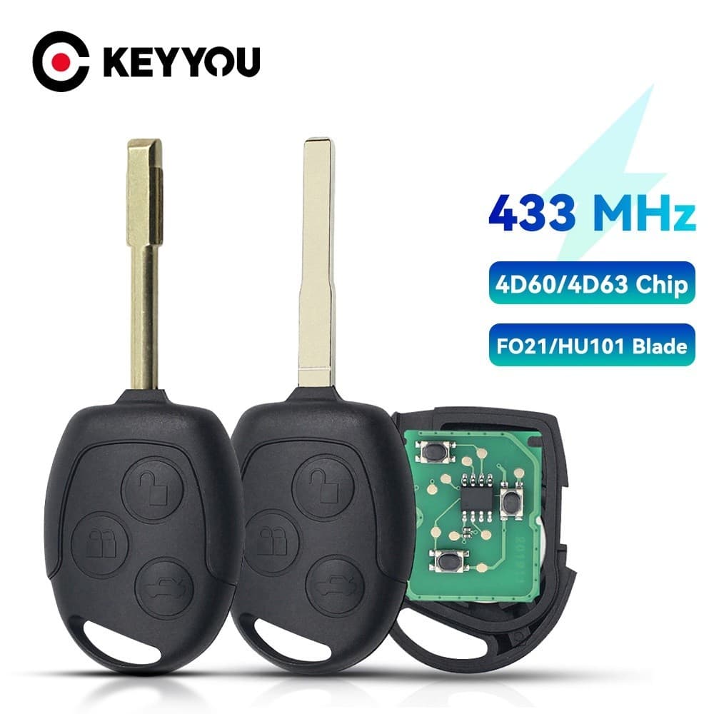 433mhz 4D60/4D63 Controle Remoto Da Chave Do Carro Com Chip 3 Botões Para O Ford Focus Fusion Mondeo Fiesta Galaxy