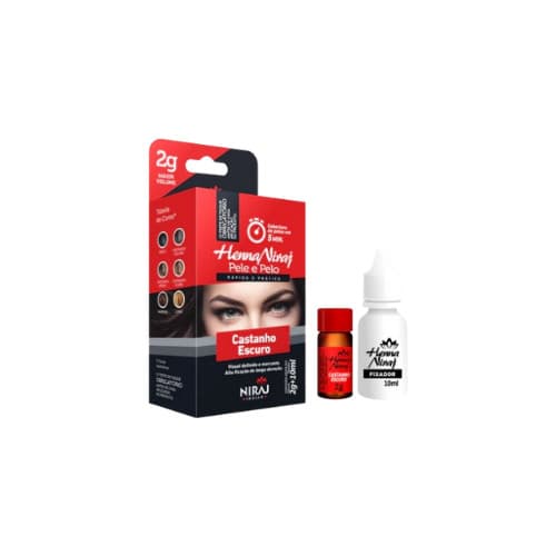 Henna Niraj de Sobrancelha CASTANHO ESCURO Henna de 2g + Fixador de 10ml