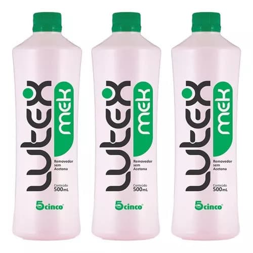 Kit 3 Removedor de Esmalte SEM acetona LUTEX MEK 500 ml