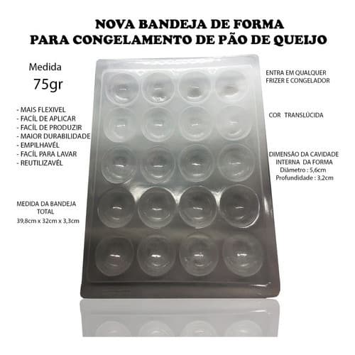 Forma Para Congelamento De Pão De Queijo 75 Gramas - 3 Unid