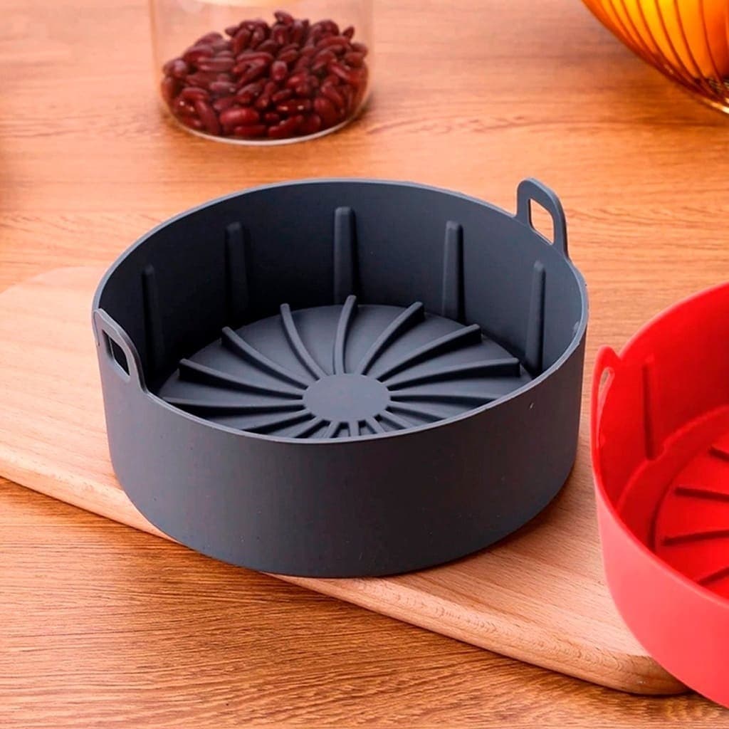 Forminha De Silicone Air Fryer Reutilizável e Lavável Forma De Cozimento Protetor Assadeira Altas Temperaturas Cozinha.