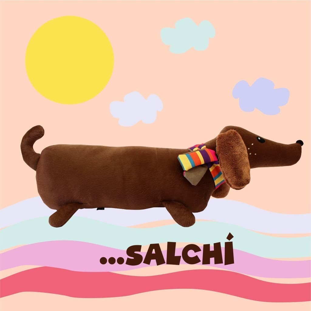 Cachorro Pelúcia Salsicha Dachshund Marrom ou Preto Salchi Brinquedo