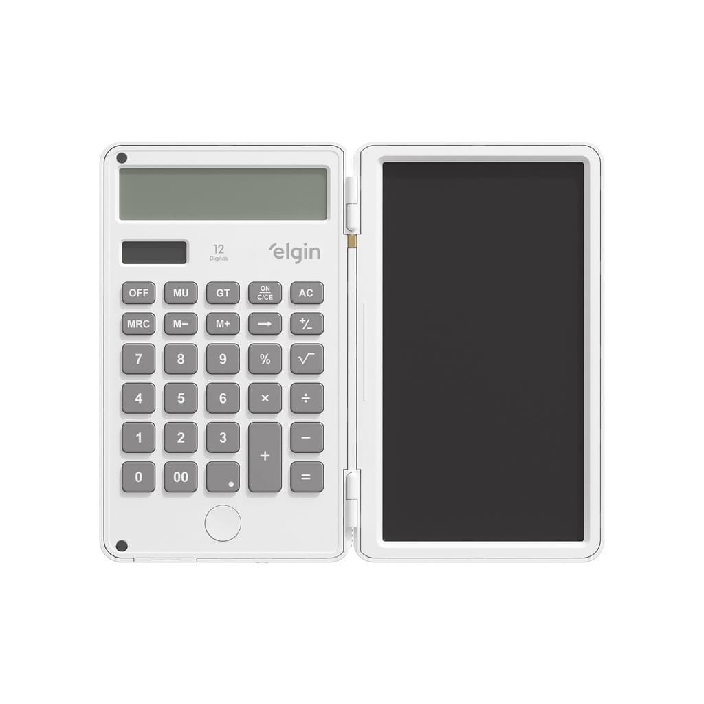 CALCULADORA COM TELA PARA ANOTAÇÃO 12 DIGITOS BRANCA ELGIN