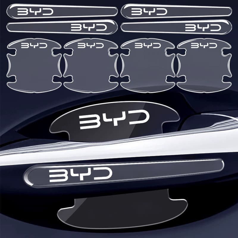 4/8Pcs BYD Proteção Da Maçaneta Porta Do Carro Transparente Invisível Tigela Espessamento Adesivo Anti-Riscos Para Atto 3 Yuan Plus Song Dolphin Mini Seal U Han EV