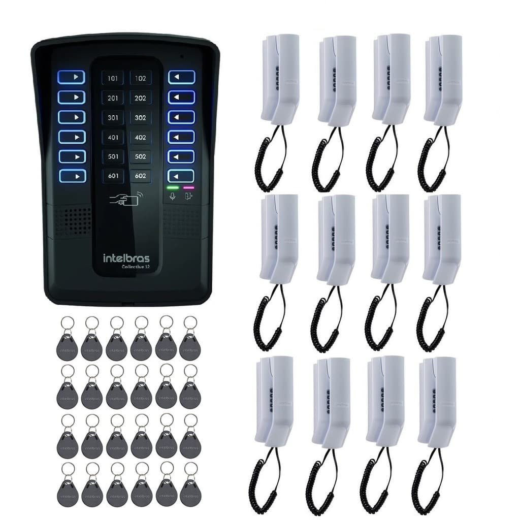 Kit Porteiro Collective 12 Pontos Intelbras e Controle de Acesso