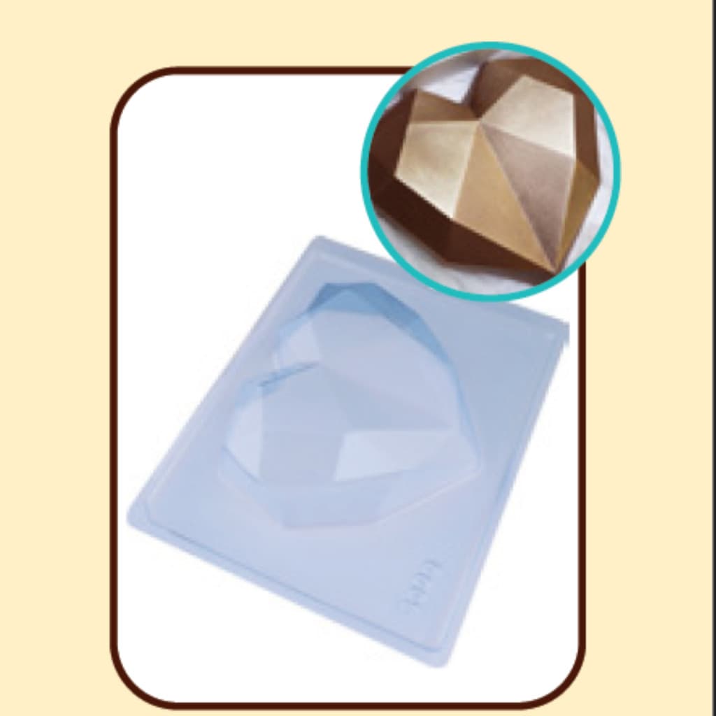 Forma com Silicone 3 partes para Chocolate Coração Diamante 500 g - Forma para chocolate - Forma ovo de Páscoa