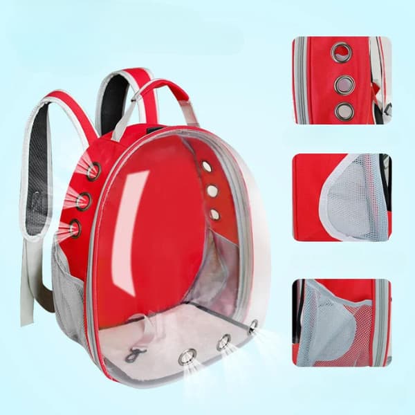 Mochila Pet Transporte para Cães e Gatos até 6kg – Visão Panorâmica, Ventilação e Alça de Segurança Interna