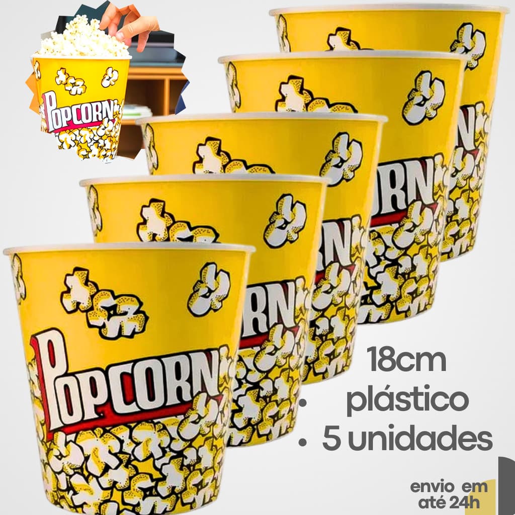 Kit Balde Pipoca Pote GRANDE Combo Resistente Cinema Casa