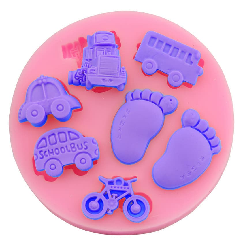 MOLDE SILICONE BEBE PES PEZINHO TREM MOTO CARRINHO ONIBUS CAMINHAO CARRINHO TRENZINHO
