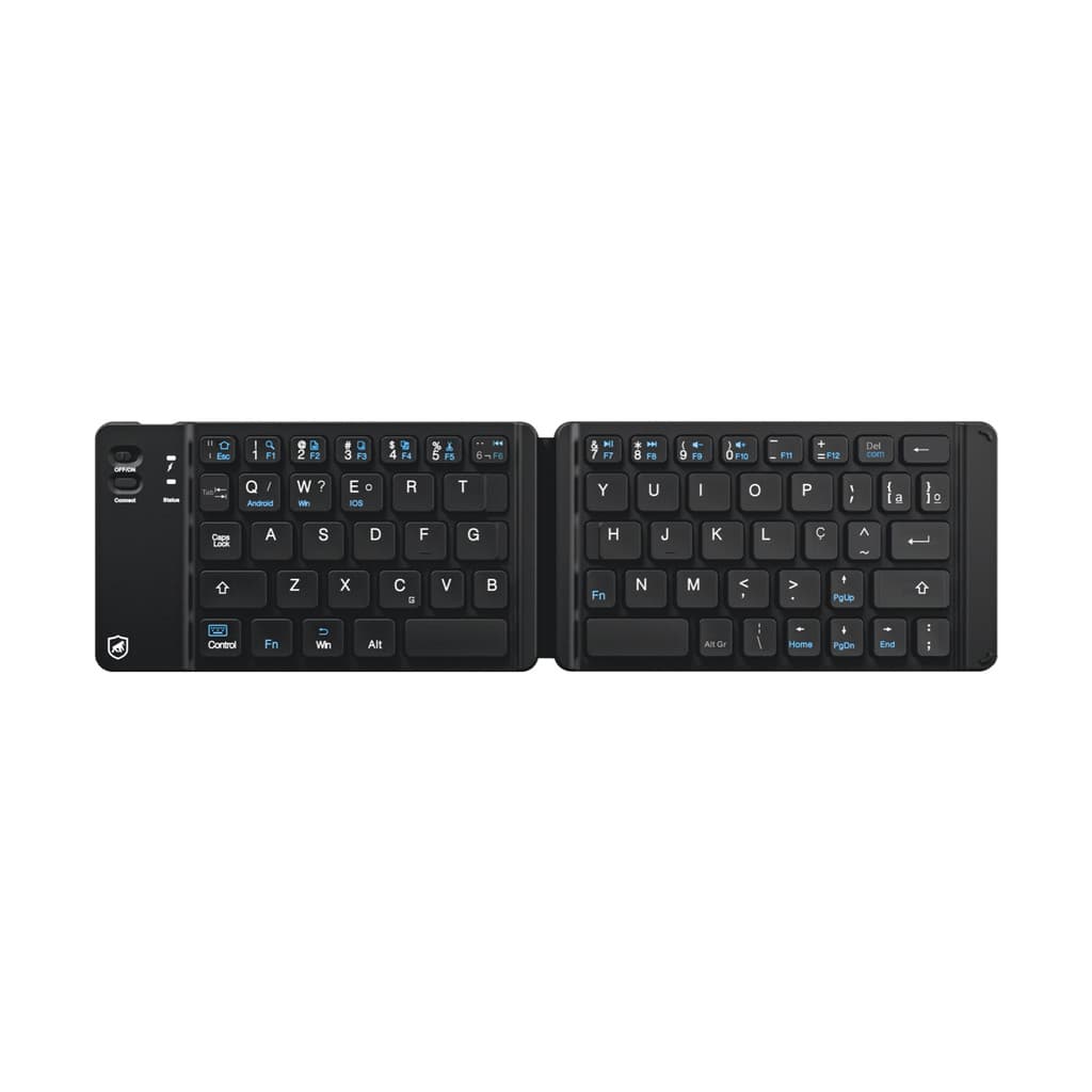 Mini Teclado Sem Fio Gshield Armor - Dobrável, Bluetooth e Compatível com Android, iPhone, iPad e PC