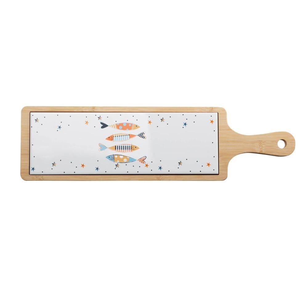 Kit 2 Pecas Tabua com Bandeja de Bambu Iki 44cm Wolff para Queijos Frios Petiscos Aperitivos Mesa Posta Elegante em Casa