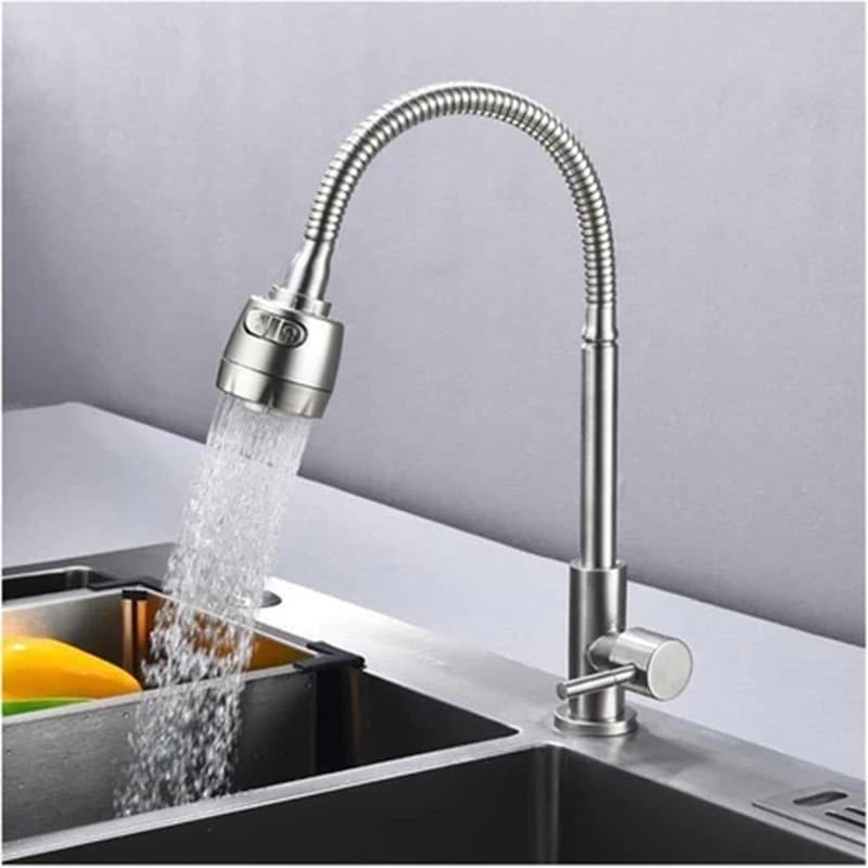 Torneira Gourmet 02 Jatos Flexível Ponta Preta de Bancada 360° Inox Cromado