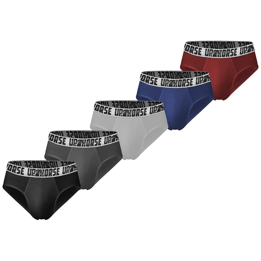 Kit com 5 Cuecas Adulto SLIP 100% Algodão com elástico aparente